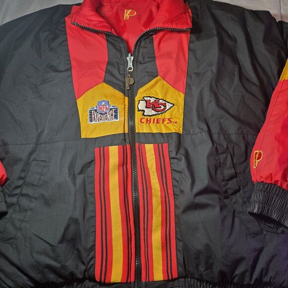 Vintage Pro Player Chiefs Reversible Puffer Jacket Red Black NFL Logo L/XL - Picture 3 of 8